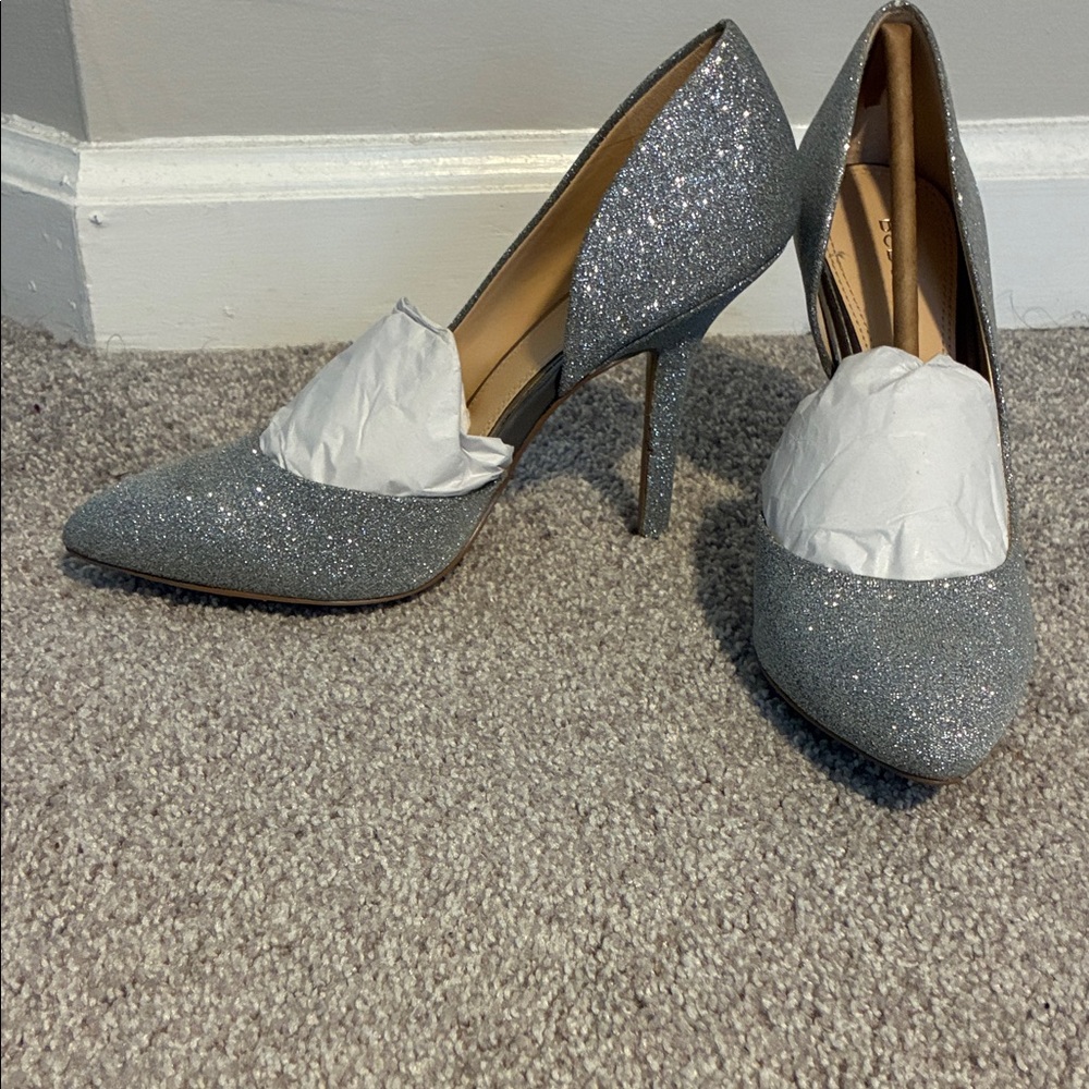 BCBG Silver Glitter Heels